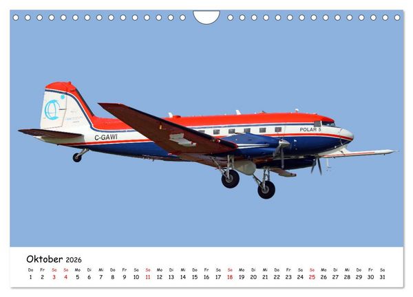 Produktbild: Flugzeuge am blauen Himmel (Wandkalender 2026 DIN A4 quer), CALVENDO Monatskalender