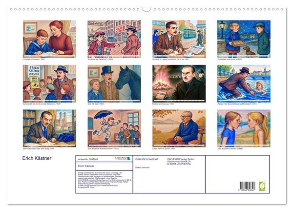 Produktbild: Erich K&auml;stner (Wandkalender 2026 DIN A2 quer), CALVENDO Monatskalender