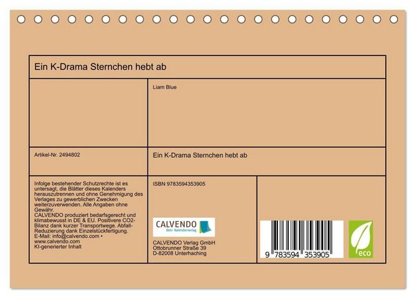 Produktbild: Ein K-Drama Sternchen hebt ab (Tischkalender 2027 DIN A5 quer), CALVENDO Monatskalender
