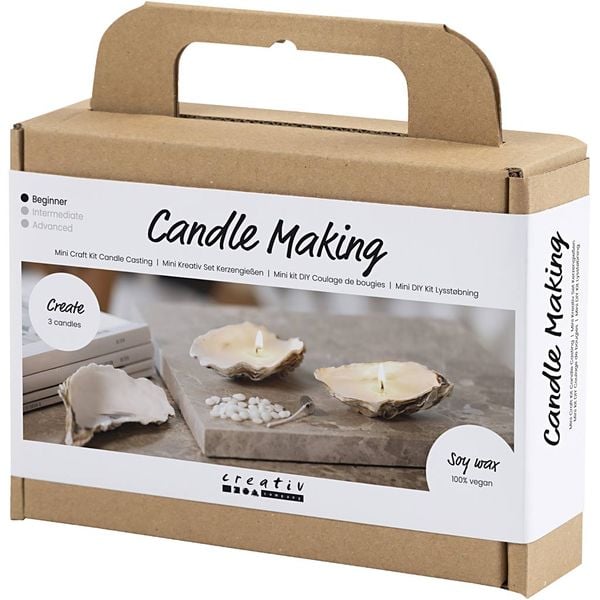 Produktbild: Creativ Company Mini Kreativ Set Kerzengie&szlig;en, Sojawachskerzen in Austernschalen, Creme