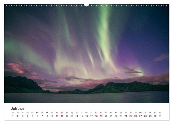 Produktbild: Polarlichter - Einzigartige Himmelsph&auml;nomene im Norden (Wandkalender 2026 DIN A2 quer), CALVENDO Monatskalender