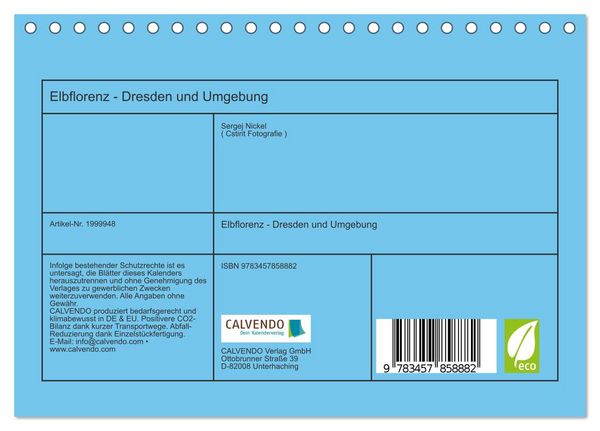 Produktbild: Elbflorenz - Dresden und Umgebung (Tischkalender 2026 DIN A5 quer), CALVENDO Monatskalender