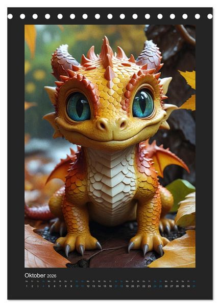 Produktbild: Verzauberte Drachen: Ein Jahr voll kleiner Wunder! (Tischkalender 2026 DIN A5 hoch), CALVENDO Monatskalender