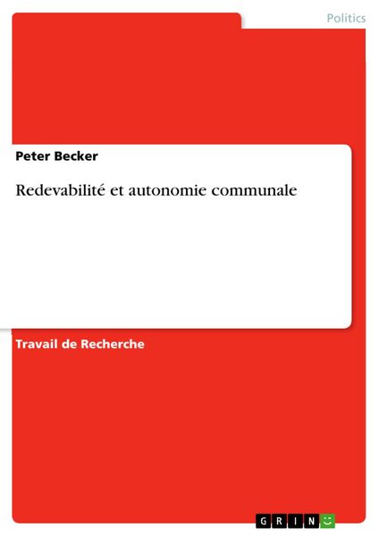 Produktbild: Redevabilit&eacute; et autonomie communale