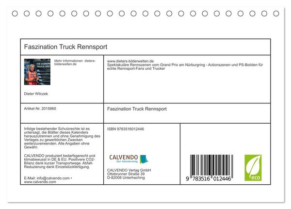 Produktbild: Faszination Truck Rennsport (Tischkalender 2026 DIN A5 quer), CALVENDO Monatskalender