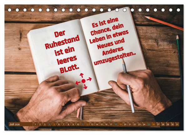 Produktbild: Ruhestand - das Leben neu entdecken (Tischkalender 2026 DIN A5 quer), CALVENDO Monatskalender