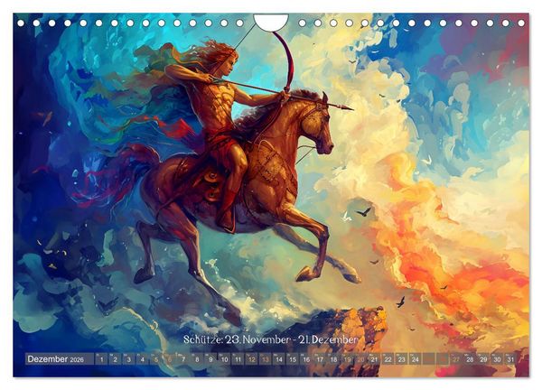 Produktbild: Sternzeichen-Kalender - Galaktische Portr&auml;ts mit Datum (Wandkalender 2026 DIN A4 quer), CALVENDO Monatskalender