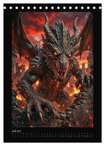 Produktbild: Drachen - Magische Herrscher, Dark‑Fantasy Wandkalender (Tischkalender 2027 DIN A5 hoch), CALVENDO Monatskalender