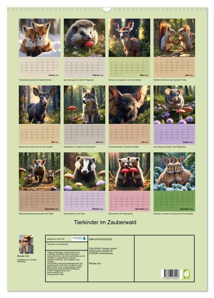 Produktbild: Tierkinder im Zauberwald (Wandkalender 2026 DIN A2 hoch), CALVENDO Monatskalender