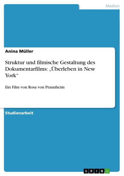 Produktbild: Struktur und filmische Gestaltung des Dokumentarfilms: "&Uuml;berleben in New York"