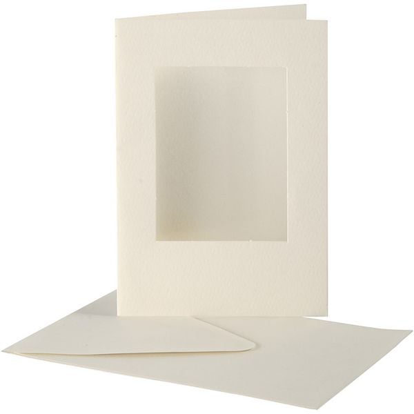 Produktbild: Creativ Company Passepartout-Karten mit Kuvert, Rechteckig, Kartengr&ouml;&szlig;e 10,5x15 cm, Umschlaggr&ouml;&szlig;e , 1,5x16,5 cm, Naturwei&szlig;, 10er Set