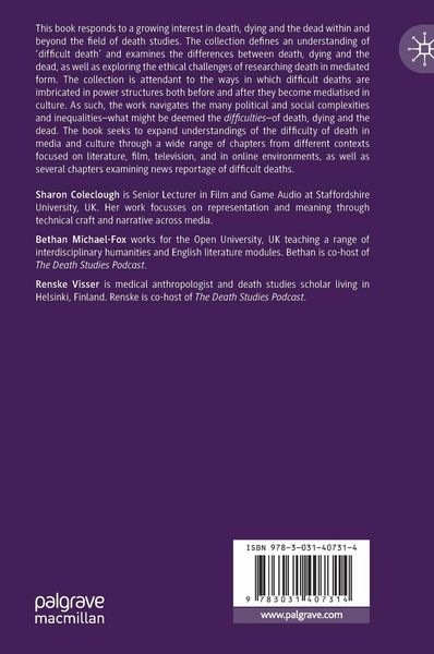 Produktbild: Difficult Death, Dying and the Dead in Media and Culture
