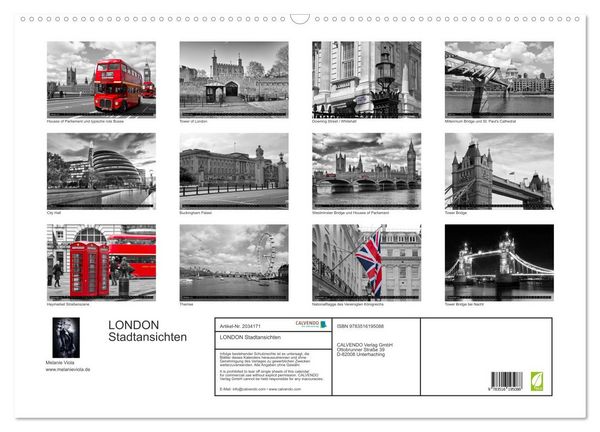 Produktbild: LONDON Stadtansichten (Wandkalender 2026 DIN A2 quer), CALVENDO Monatskalender