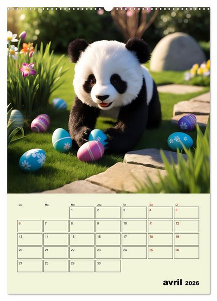Produktbild: Les pandas rigolos - Une ann&eacute;e de douceur et de rires (Calendrier mural 2026 DIN A2 horizontal) calendrier de bureau