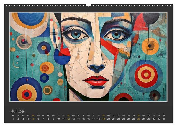 Produktbild: Frauenportr&auml;ts mit dekonstruktivem Ansatz (hochwertiger Premium Wandkalender 2026 DIN A2 quer), Kunstdruck in Hochglanz