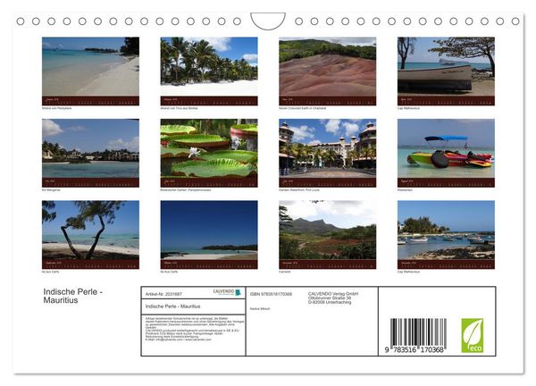 Produktbild: Indische Perle - Mauritius (Wandkalender 2026 DIN A4 quer), CALVENDO Monatskalender