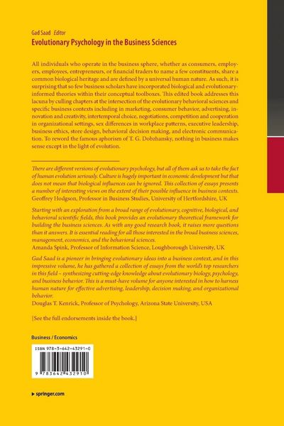 Produktbild: Evolutionary Psychology in the Business Sciences