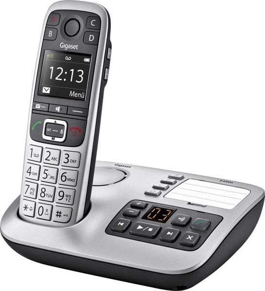 Gigaset E560A DECT/GAP Schnurloses Telefon analog Anrufbeantworter, Freisprechen, Optische Anrufsignalisierung Platin