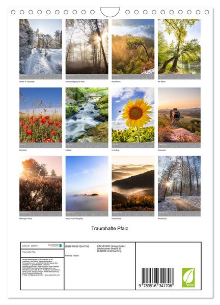 Produktbild: Traumhafte Pfalz (Wandkalender 2026 DIN A4 hoch), CALVENDO Monatskalender