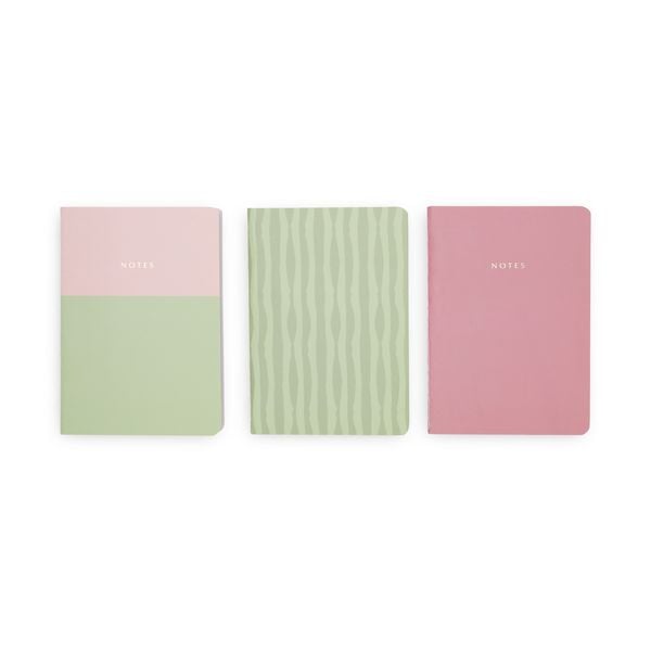Notebook A6 3er Set, Pink Matcha
