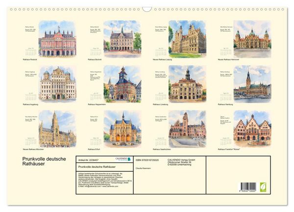 Produktbild: Prunkvolle deutsche Rath&auml;user (Wandkalender 2026 DIN A2 quer), CALVENDO Monatskalender