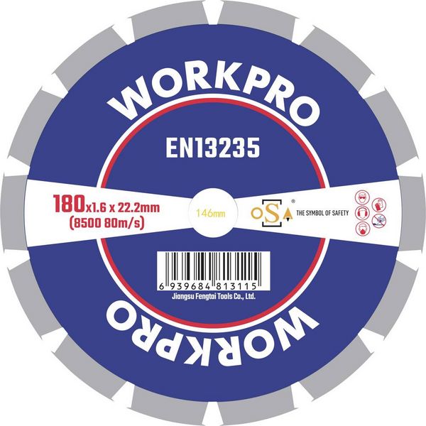 Produktbild: WorkPro GSOSSE-3 Trennscheibe 180 mm 1 St. Keramik, Porzellan, Marmor, Mauerwerk, Glas, Kalkstein, Granit, Naturstein, Sandstein