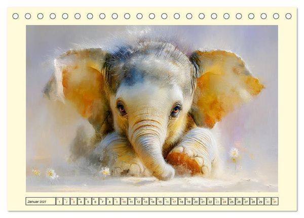 Produktbild: Sommertr&auml;ume. Elefantenkinder am Meer (Tischkalender 2027 DIN A5 quer), CALVENDO Monatskalender