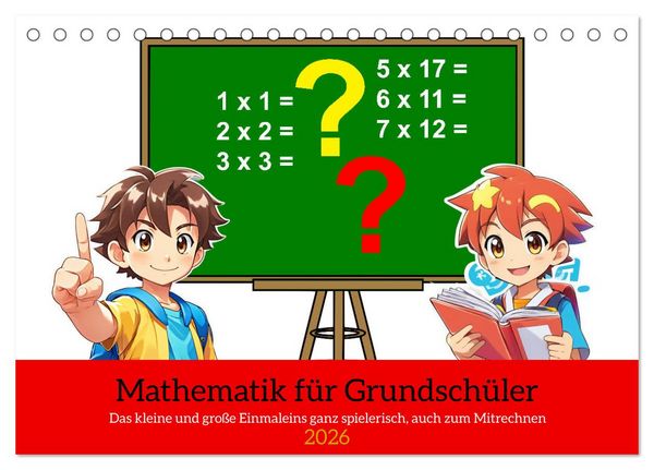 Produktbild: Mathematik f&uuml;r Grundsch&uuml;ler (Tischkalender 2026 DIN A5 quer), CALVENDO Monatskalender