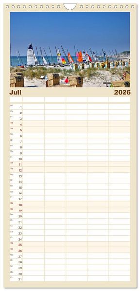 Produktbild: Familienplaner 2026 - Gr&ouml;mitz - Ostseebad an der Sonnenseite mit 5 Spalten (Wandkalender, 21 x 45 cm) CALVENDO