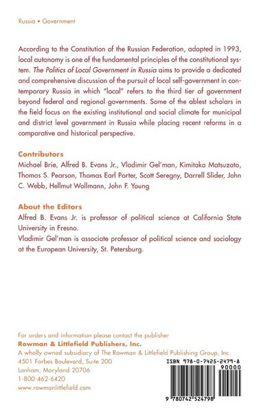 Produktbild: Politics of Local Government in Russia