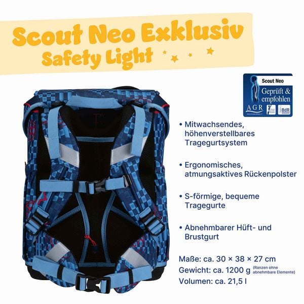 Produktbild: Scout Schulranzen Set Neo Safety Light, Schulranzen Set, 4tlg, Space Explorer