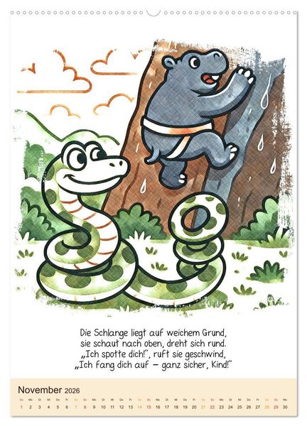 Produktbild: Tierisch hoch hinaus: Von A bis Z durchs Kletterabenteuer! - Der Kalender zum Kinderbuch (Wandkalender 2026 DIN A2 hoch), CALVENDO Monatskalender