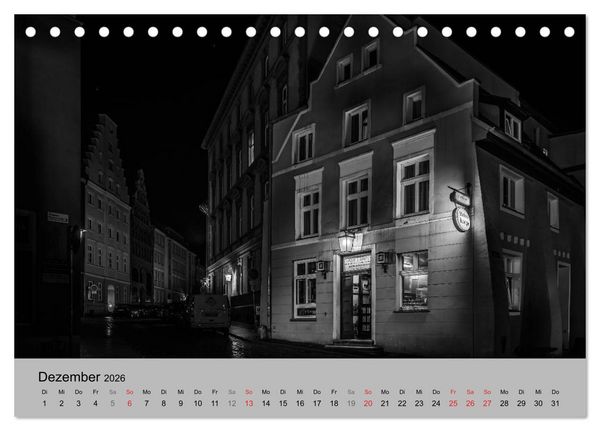 Produktbild: Hansestadt Stralsund bei Nacht (mit GPS-Koordinaten) (Tischkalender 2026 DIN A5 quer), CALVENDO Monatskalender