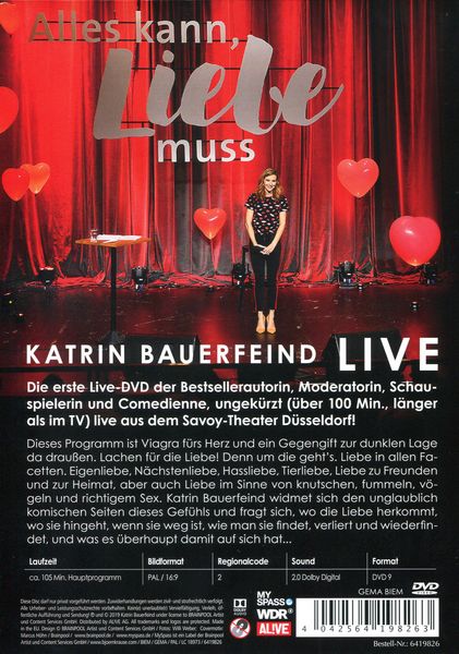 Produktbild: Katrin Bauerfeind Live - Liebe, die Tour zum Gef&uuml;hl!