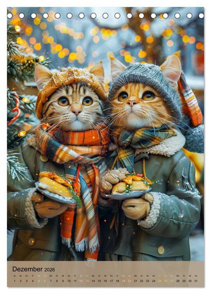 Produktbild: Katzen auf Abenteuerreise - Globetrotter-Katzen entdecke ferne Kulturen (Tischkalender 2026 DIN A5 hoch), CALVENDO Monatskalender