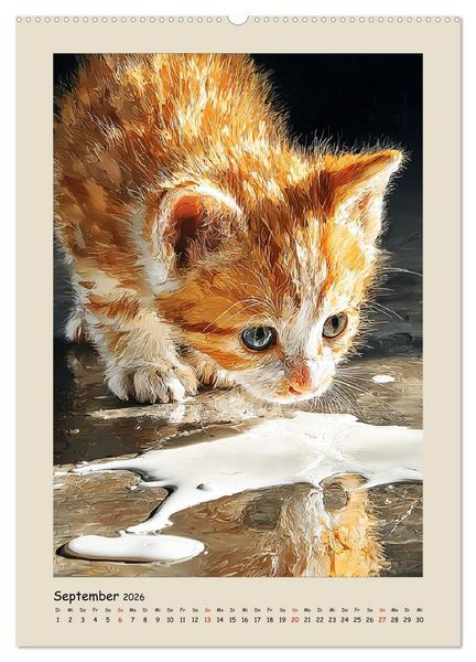 Produktbild: Katzen. Momente feliner Poesie in &Ouml;loptik (Wandkalender 2026 DIN A2 hoch), CALVENDO Monatskalender