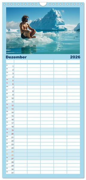 Produktbild: Familienplaner 2026 - Eisbaden mit 5 Spalten (Wandkalender, 21 x 45 cm) CALVENDO