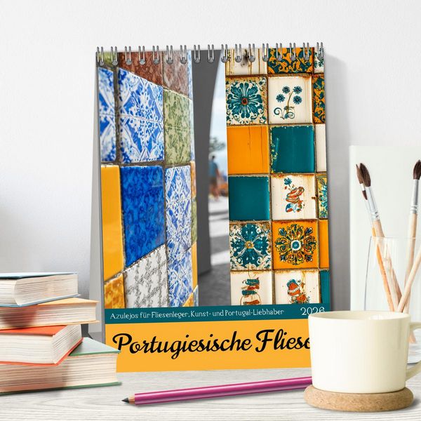 Produktbild: Portugiesischer Fliesen - Azulejos f&uuml;r Fliesenleger, Kunst- und Portugal-Liebhaber (Tischkalender 2026 DIN A5 hoch), CALVENDO Monatskalender