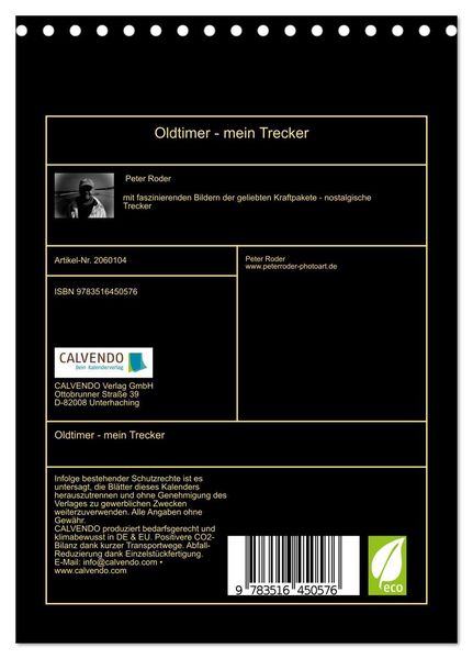 Produktbild: Oldtimer - mein Trecker (Tischkalender 2026 DIN A5 hoch), CALVENDO Monatskalender