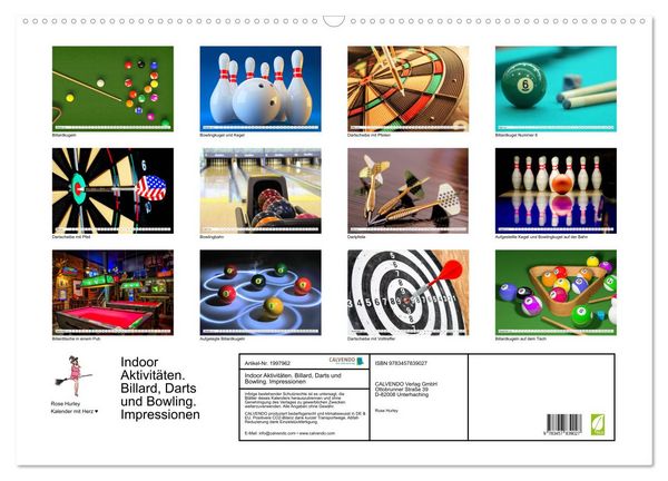 Produktbild: Indoor Aktivit&auml;ten. Billard, Darts und Bowling. Impressionen (Wandkalender 2026 DIN A2 quer), CALVENDO Monatskalender