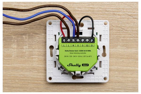 Produktbild: Shelly Dimmer Gen3 Dimmaktor Wi-Fi, Bluetooth