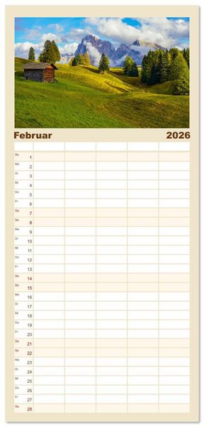 Produktbild: Familienplaner 2026 - S&uuml;dtirol Impressionen mit 5 Spalten (Wandkalender, 21 x 45 cm) CALVENDO
