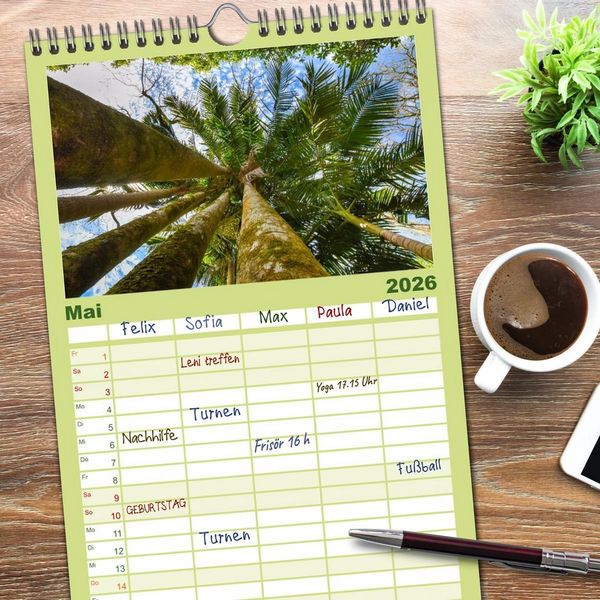 Produktbild: Familienplaner 2026 - Azoreninsel S&atilde;o Miguel mit 5 Spalten (Wandkalender, 21 x 45 cm) CALVENDO