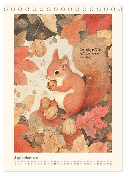 Produktbild: Liebenswerte Tierillustrationen (Tischkalender 2026 DIN A5 hoch), CALVENDO Monatskalender