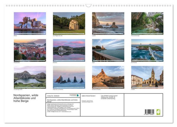 Produktbild: Nordspanien, wilde Atlantikk&uuml;ste und hohe Berge (Wandkalender 2026 DIN A2 quer), CALVENDO Monatskalender