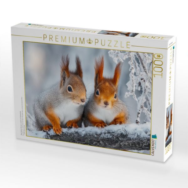 Produktbild: CALVENDO Puzzle Zwei kleine Herzen, vereint im Winterlicht | 1000 Teile Lege-Gr&ouml;&szlig;e 64x48cm Foto-Puzzle f&uuml;r gl&uuml;ckliche Stunden