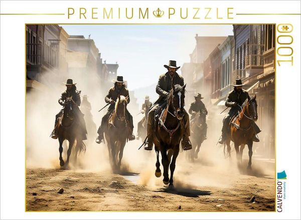 Produktbild: CALVENDO Puzzle Ankunft der Reiter im wilden Westen | 1000 Teile Lege-Gr&ouml;&szlig;e 64x48cm Foto-Puzzle f&uuml;r gl&uuml;ckliche Stunden