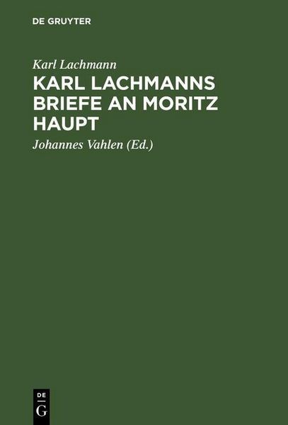 Produktbild: Karl Lachmanns Briefe an Moritz Haupt