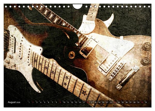 Produktbild: GITARREN Vintage Art (Wandkalender 2026 DIN A4 quer), CALVENDO Monatskalender
