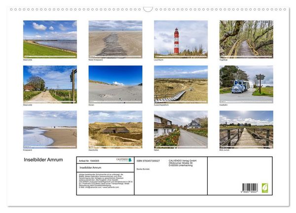 Produktbild: Inselbilder Amrum (Wandkalender 2026 DIN A2 quer), CALVENDO Monatskalender